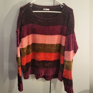 Maurices Multicolor Striped Crew Neck Sweater